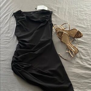 Zara Black Asymmetrical Sheath Cocktail Dress